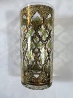 Culver Valencia 8 Glasses & Caddy 22kt Gold Green Highball Retro Tumblers MCM - Image 10