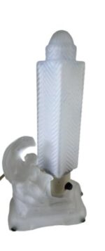 McKee Glass Lamp Art Deco Clear Satin Frosted Bullet Torpedo Skyscraper Boudoir