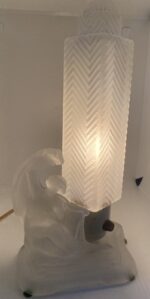 McKee Glass Lamp Art Deco Clear Satin Frosted Bullet Torpedo Skyscraper Boudoir - Image 3