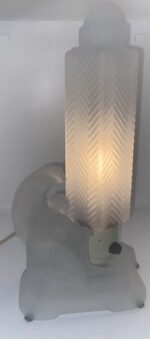 McKee Glass Lamp Art Deco Clear Satin Frosted Bullet Torpedo Skyscraper Boudoir - Image 4