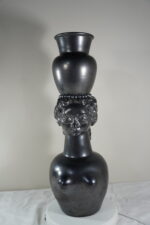 Jean Marais Black Vase Head of a Woman Carrying an Urn Vase - Image 3