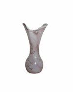 Pink Metallic Flake Ruffled Edge Murano Glass Vase - Image 2