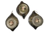 A Trio of Vintage European Translucent Plastic Christmas Ornaments | Dresden Style Santa Medallions - Image 7