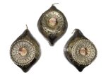 A Trio of Vintage European Translucent Plastic Christmas Ornaments | Dresden Style Santa Medallions - Image 5