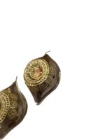 A Trio of Vintage European Translucent Plastic Christmas Ornaments | Dresden Style Santa Medallions - Image 10