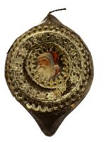 A Trio of Vintage European Translucent Plastic Christmas Ornaments | Dresden Style Santa Medallions - Image 13