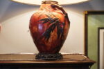 Edmond Lachenal Art Nouveau Lamp with Louis Katona Beaux Arts Ironwork