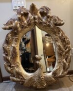 Monumental Signed Jo Mead Sculptural Ceramic Peacock Mirror Wall Art - Image 21