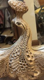 Monumental Signed Jo Mead Sculptural Ceramic Peacock Mirror Wall Art - Image 19