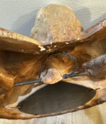 Monumental Signed Jo Mead Sculptural Ceramic Peacock Mirror Wall Art - Image 11