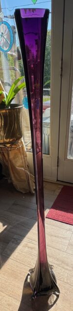 Kelsey Murphy for Pilgram Glass 1992 Amethyst Purple 42″ Architectural Floor Vase - Image 10