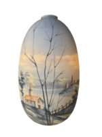 W. Wiel Hand-Painted La Palma Landscape on Ceramic Vase, Mid-Century European Art Pottery