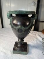 Egyptian Revival Bronze Urn with Figural Pharaoh Heads & Laurel Swags, Art Deco Period c. 1925–1935 - Image 9