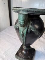 Egyptian Revival Bronze Urn with Figural Pharaoh Heads & Laurel Swags, Art Deco Period c. 1925–1935 - Image 3
