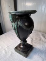 Egyptian Revival Bronze Urn with Figural Pharaoh Heads & Laurel Swags, Art Deco Period c. 1925–1935 - Image 4