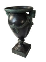 Egyptian Revival Bronze Urn with Figural Pharaoh Heads & Laurel Swags, Art Deco Period c. 1925–1935 - Image 11