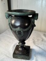 Egyptian Revival Bronze Urn with Figural Pharaoh Heads & Laurel Swags, Art Deco Period c. 1925–1935 - Image 16