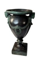 Egyptian Revival Bronze Urn with Figural Pharaoh Heads & Laurel Swags, Art Deco Period c. 1925–1935 - Image 14