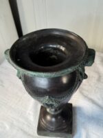Egyptian Revival Bronze Urn with Figural Pharaoh Heads & Laurel Swags, Art Deco Period c. 1925–1935 - Image 17