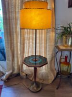 Georges Braird Style Green & Blue Mosaic Stained Glass Floor Lamp Table - Image 20