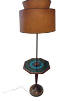 Georges Braird Style Green & Blue Mosaic Stained Glass Floor Lamp Table - Image 19