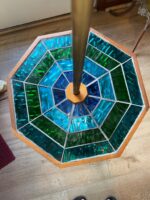 Georges Braird Style Green & Blue Mosaic Stained Glass Floor Lamp Table - Image 17
