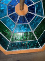 Georges Braird Style Green & Blue Mosaic Stained Glass Floor Lamp Table - Image 11