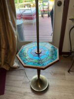 Georges Braird Style Green & Blue Mosaic Stained Glass Floor Lamp Table - Image 8