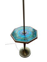 Georges Braird Style Green & Blue Mosaic Stained Glass Floor Lamp Table - Image 9