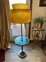 Georges Braird Style Green & Blue Mosaic Stained Glass Floor Lamp Table - Image 13