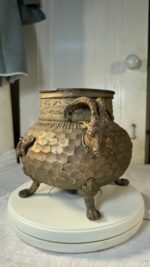 Antique Brass & Copper Figural Ram Head Handles Claw Feet Vessel Jardinière / Stove Humidifier - Image 9