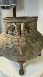 Antique Brass & Copper Figural Ram Head Handles Claw Feet Vessel Jardinière / Stove Humidifier - Image 17