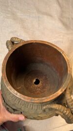 Antique Brass & Copper Figural Ram Head Handles Claw Feet Vessel Jardinière / Stove Humidifier - Image 23