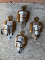Art Deco Architectural Lighting Wall Sconces Set of Four Bronze & Chrome Fixtures c.1930 - Image 2