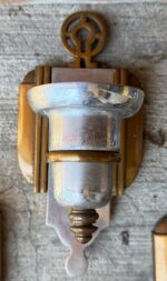 Art Deco Architectural Lighting Wall Sconces Set of Four Bronze & Chrome Fixtures c.1930 - Image 7