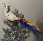Vintage Glass Clip-On Bird Christmas Ornament Feather Tail Germany Style