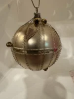 Vintage 1950s West Germany Glass Beads Dresden Foil Gold Ornament Wire Wrapped - Image 2