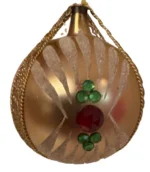 Vintage 1950s West Germany Glass Jewels Gold Ornament Wire Wrapped Hand Painted