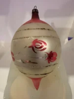 Vintage Jumbo Glass Christmas Ornament Hand Painted Mouth Blown Rose Teardrop - Image 2