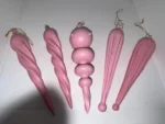 Vintage Lg Glass Christmas Tree Ornament Icicle Teardrop Atomic 5 Bubblegum MCM - Image 2