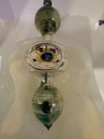 Vintage Jumbo Glass Christmas Ornament Hand Painted Mouth Blown Triple Bulb