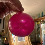 Vintage Jumbo Glass Christmas Ornament Hand Painted Mouth Blown Pink Opaque - Image 2