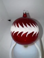 Vintage Jumbo Glass Christmas Ornament Hand Painted Mouth Blown Red Unsilvered - Image 2