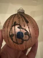 Vintage Jumbo Glass Christmas Ornament Hand Painted Shiny Brite Crushed Glass - Image 2