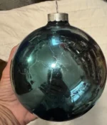 Vintage Shiny Brite 6” Jumbo Store Display Glass Ornament Blue Original Box - Image 2