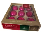 Vintage Christmas Ornaments Original Box Shiny Brite Hot Pink Glass - Image 2