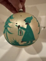 Vintage 1940's Blown Glass Christmas Ornament Jumbo Hand Painted Girl W/ Tree - Image 2