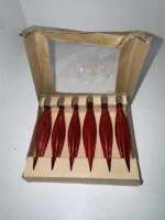 Vintage Christmas Glass Ornaments Original Box Shiny Brite Mini Red Teardrop