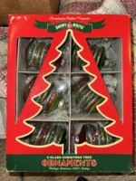 6 Jumbo 2015 Shiny Brite Radko Christmas Ornaments Lanterns W/ Tinsel Inside NIB