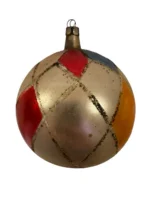 Vintage Jumbo Glass Christmas Ornament Hand Painted Mouth Blown Harlequin - Image 2